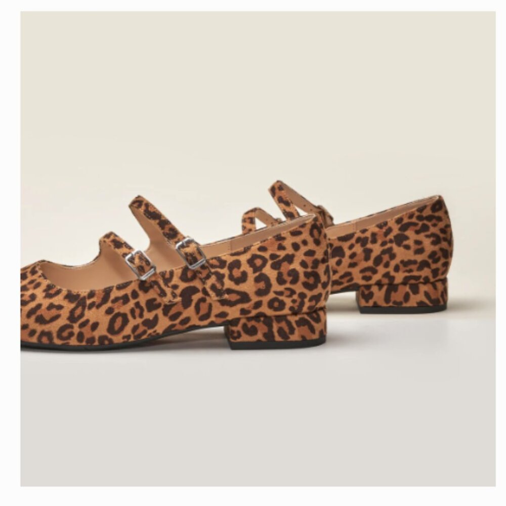 Caparros Leopard Print Mary Jane Flats - Tan/Black - Picture 4 of 16